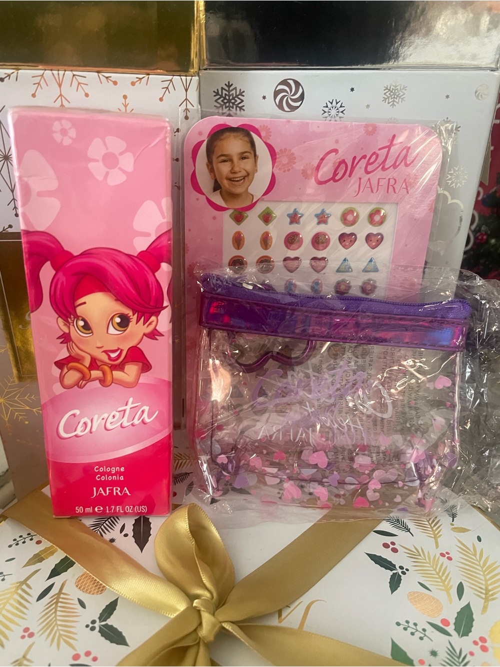 JAFRA Coreta Kids Pink Cologne & Clear Pink Heart Pouch Set